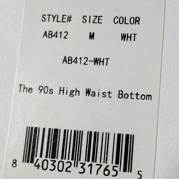 NWT Andie Swim The 90’s High Waist Bikini Bottom White and Gold Ribbed Size Med - Picture 7 of 8